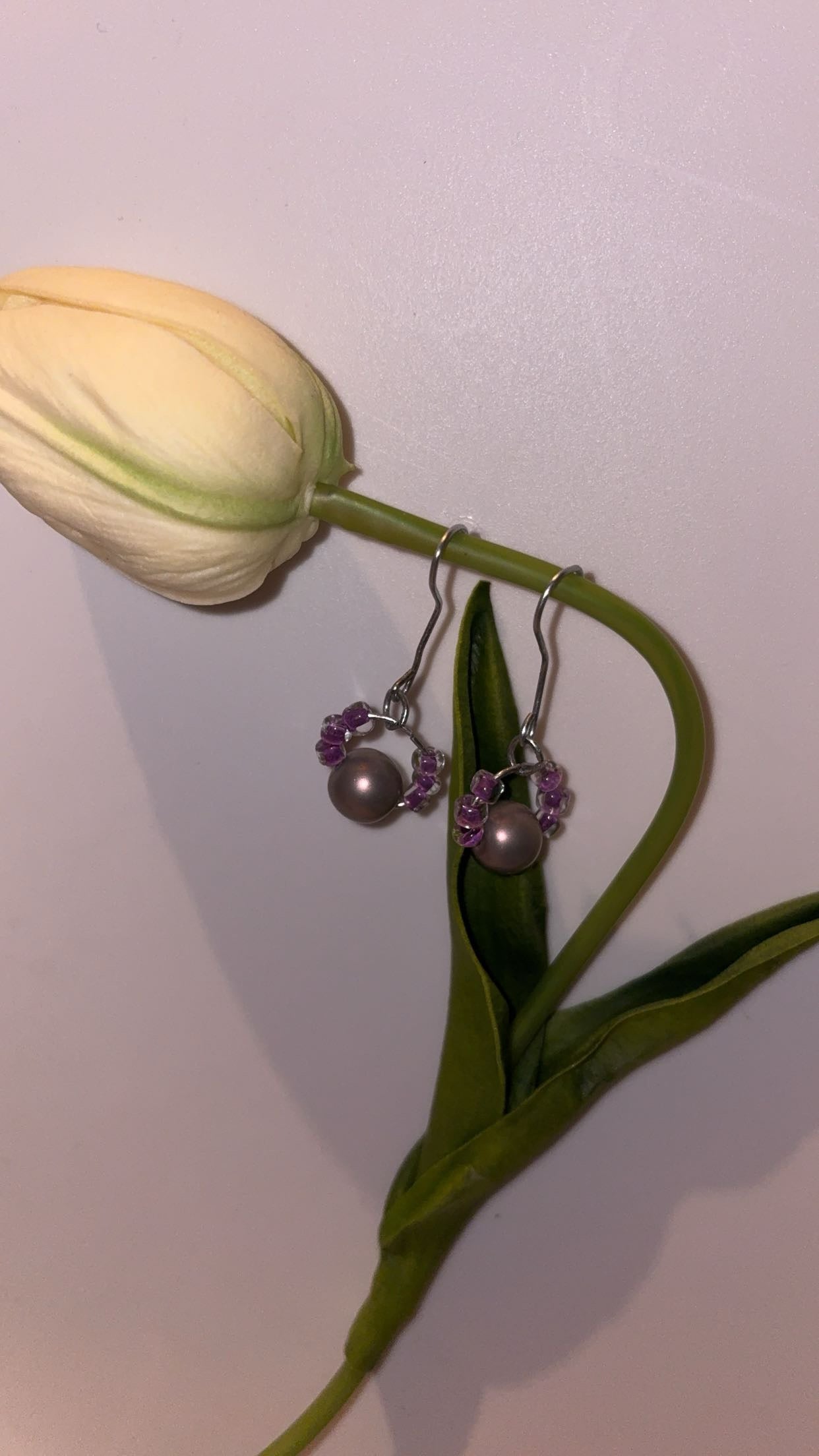 Purple beaded earrings