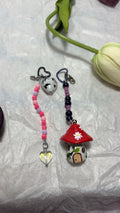 Barbie and mushroom bag charms